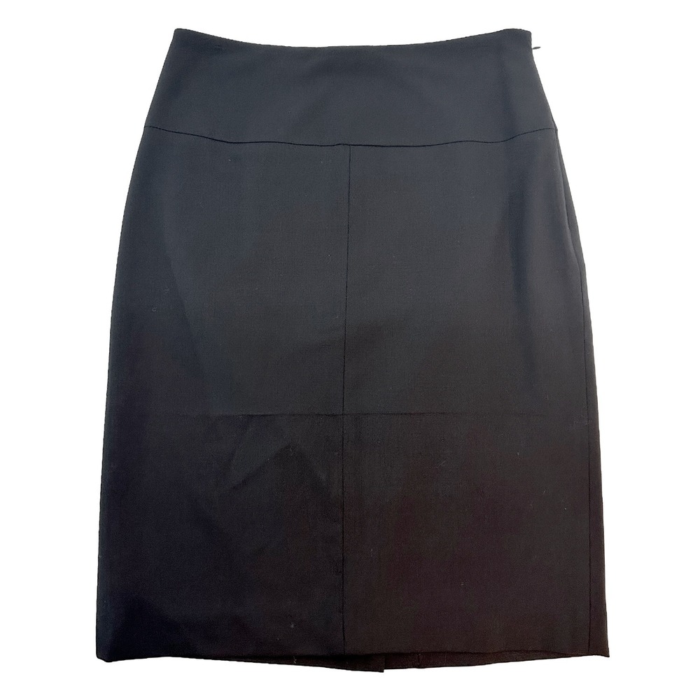 BANANA‎ REPUBLIC Italian Virgin Wool Pencil Skirt • 4 • black stretch minimalist